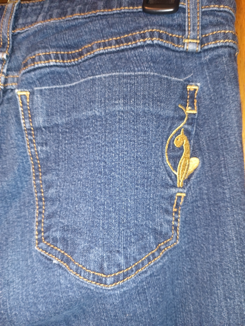 Baby Phat Blue Straight Leg Jeans with Gold Embroidery